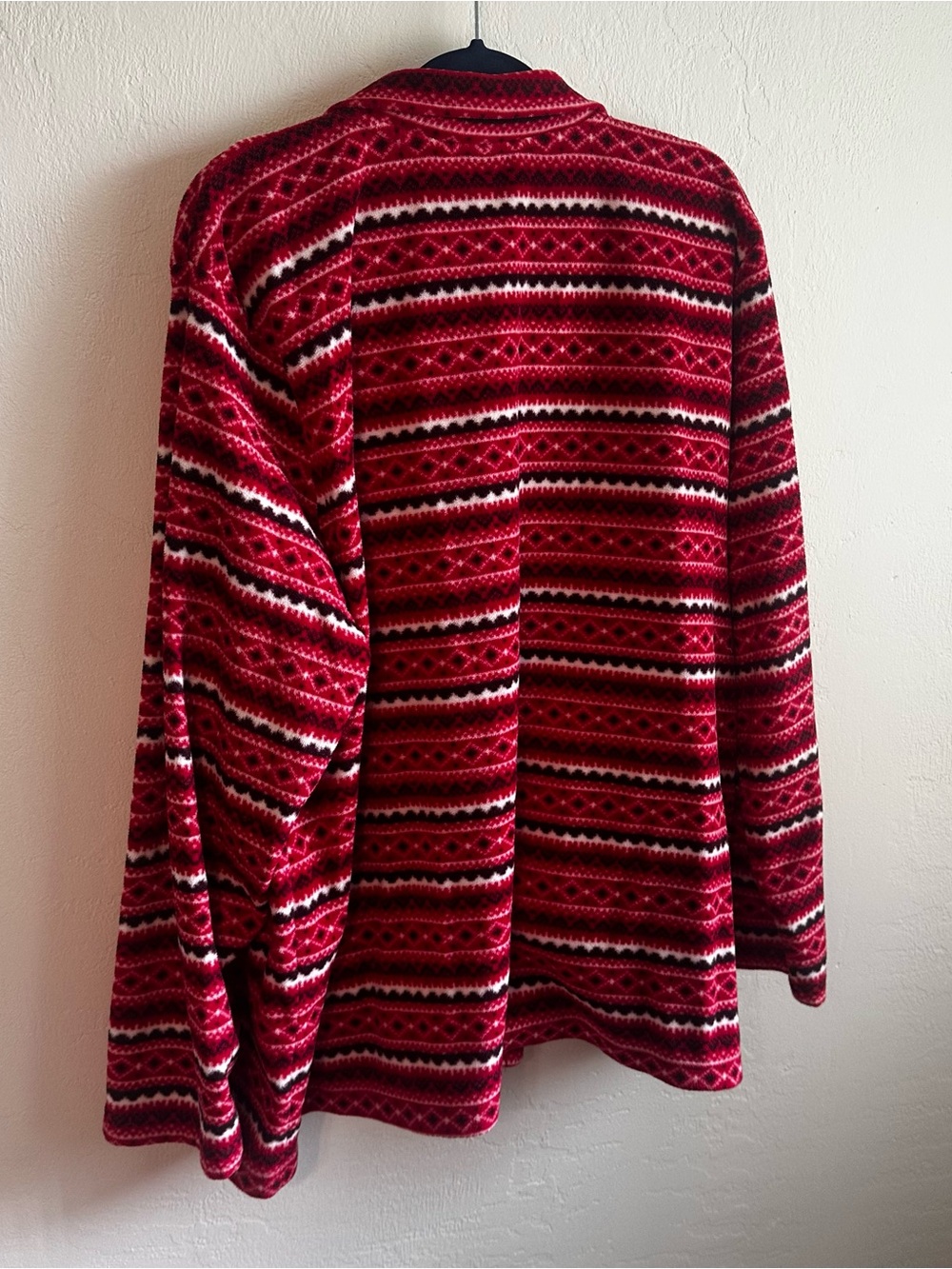 Basic Editions Red Patterned Zip-Front Cardigan Sweater - Picture 2 of 5